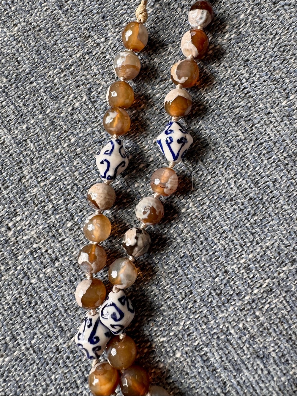J. Jill Brown and Cream Beaded Tassel Necklace - Picture 3 of 3